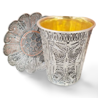 Pure silver filigree Kiddush set