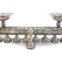 Filigree menorah + pure silver candlesticks