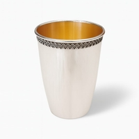 Pure silver zigzag barrel kiddush set