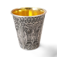 Pure silver filigree Kiddush set