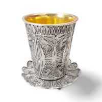 Pure silver filigree Kiddush set