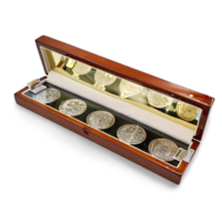 set of pure silver redeemable coins in a luxurious package
