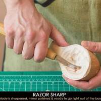 סכין גילוף מעוקלת רחבה יד שמאל, עם נדן עור BEAVERCRAFT SK4LS