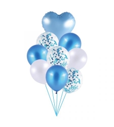 A bouquet of blue balloons