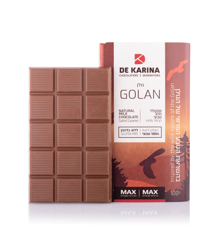 De Karina - Natural milk chocolate bar - salted caramel - Golan
