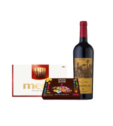 Pack of wine from Makhpelah and chocolates