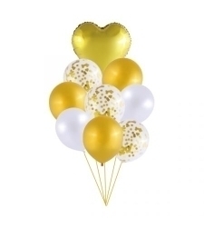 A bouquet of gold balloons
