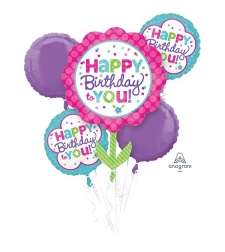 A bouquet of flower balloons HAPPY BIRTHDAY TO YOU