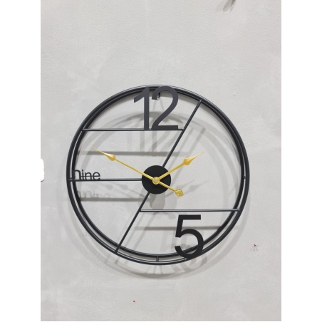 שעון - עגול שחור 12-5 - קוטר 60