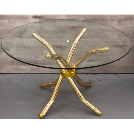 שולחן זכוכית גדול זהב