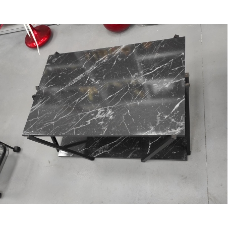שולחן יחיד- צבע שחור ופסים לבנים עץ 3#