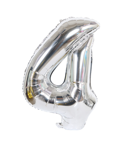 Digit Balloon - 4 - Silver