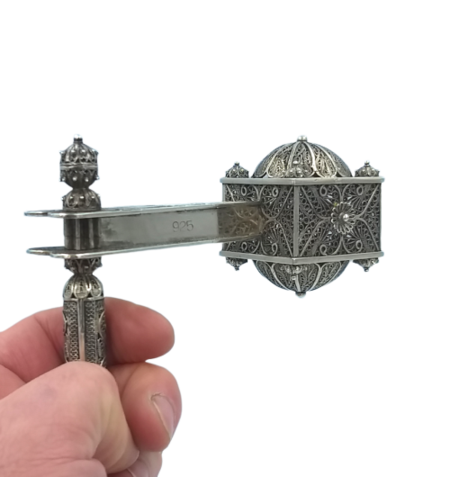 רעשן פילגרן ריבוע כסף טהור