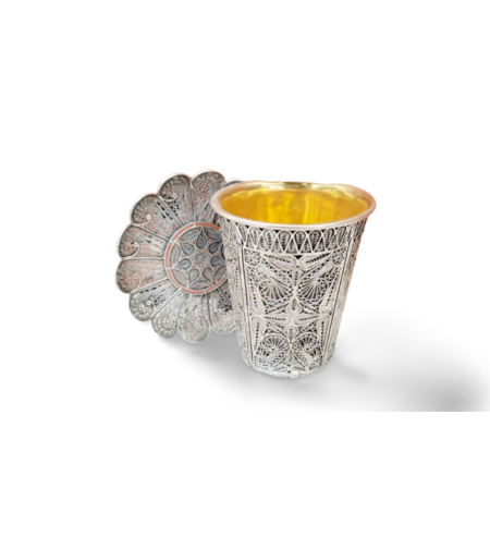 Pure silver filigree Kiddush set