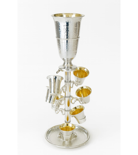 pure silver wine dispenser (funnel) hammered waterfall