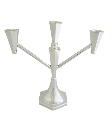 קנדלברה משושה שלוש קנים כסף טהור