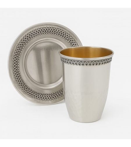 סט קידוש חבית פיליגרן כסף טהור