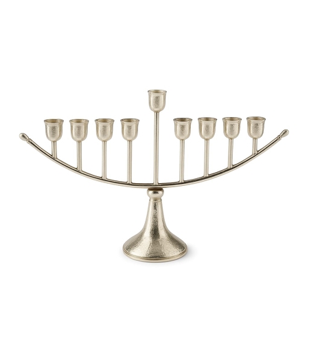 Pure silver hammer bow menorah