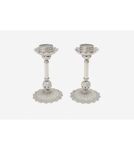 pure silver flower S candlesticks