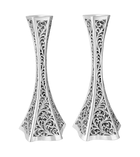 pure silver M sawn star candlestick