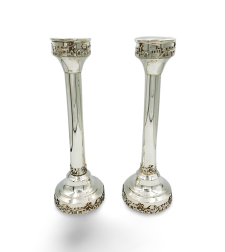 Jerusalem candlesticks pure silver
