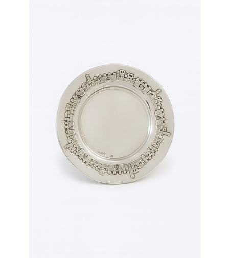 Pure silver Jerusalem Kiddush cup plate