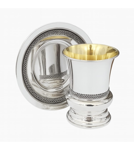 Kiddush set ribbon half a foot pure silver