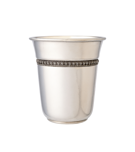 Kiddush cup round ribbon pure silver
