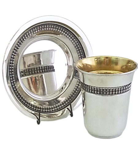 sterling silver Kiddush set Round Ribbon