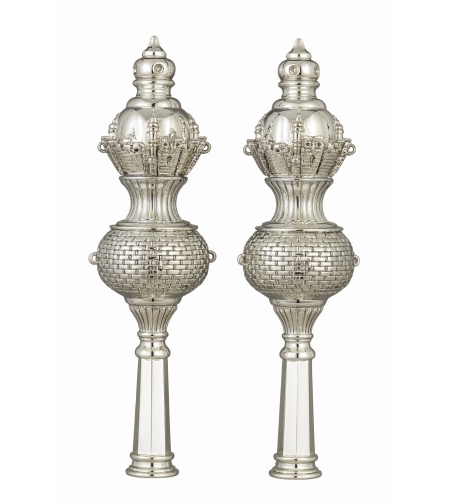 Jerusalem pure silver pomegranates for the Torah book