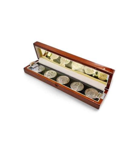 set of pure silver redeemable coins in a luxurious package