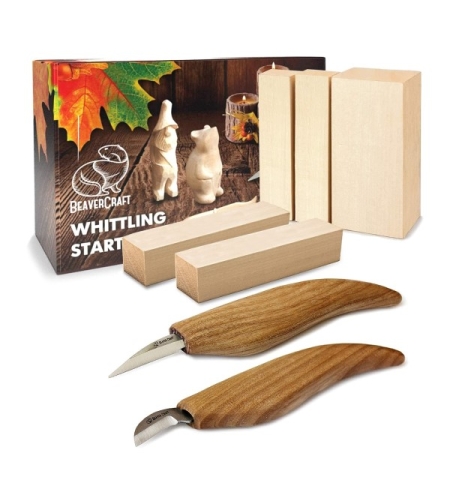 סט 2 סכיני גילוף ועץ גולמי BEAVERCRAFT S16