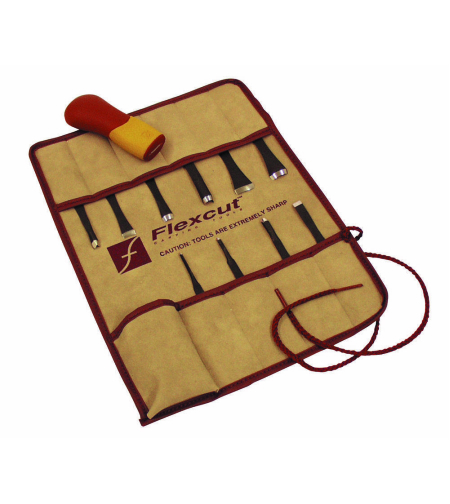 סט 11 חלקים לגילוף בנרתיק בד פלקסקאט-TOOLEDEN FLEXCUT SK107