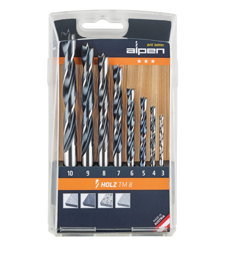 סט 8 מקדחים לעץ 3-10 מ