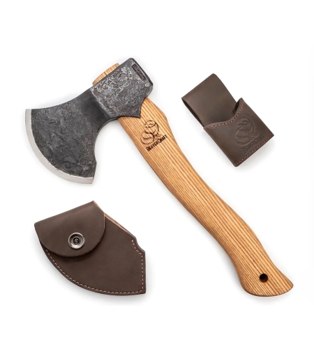 גרזן עם להב קשתי ונדן עור משובח  BEAVERCRAFT AX3