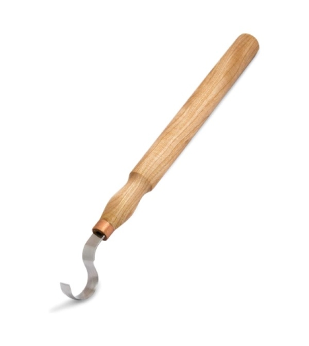 סכין גילוף מעוקלת דו צדדית ארוכה עם נדן עור BEAVERCRAFT SK2SLONG