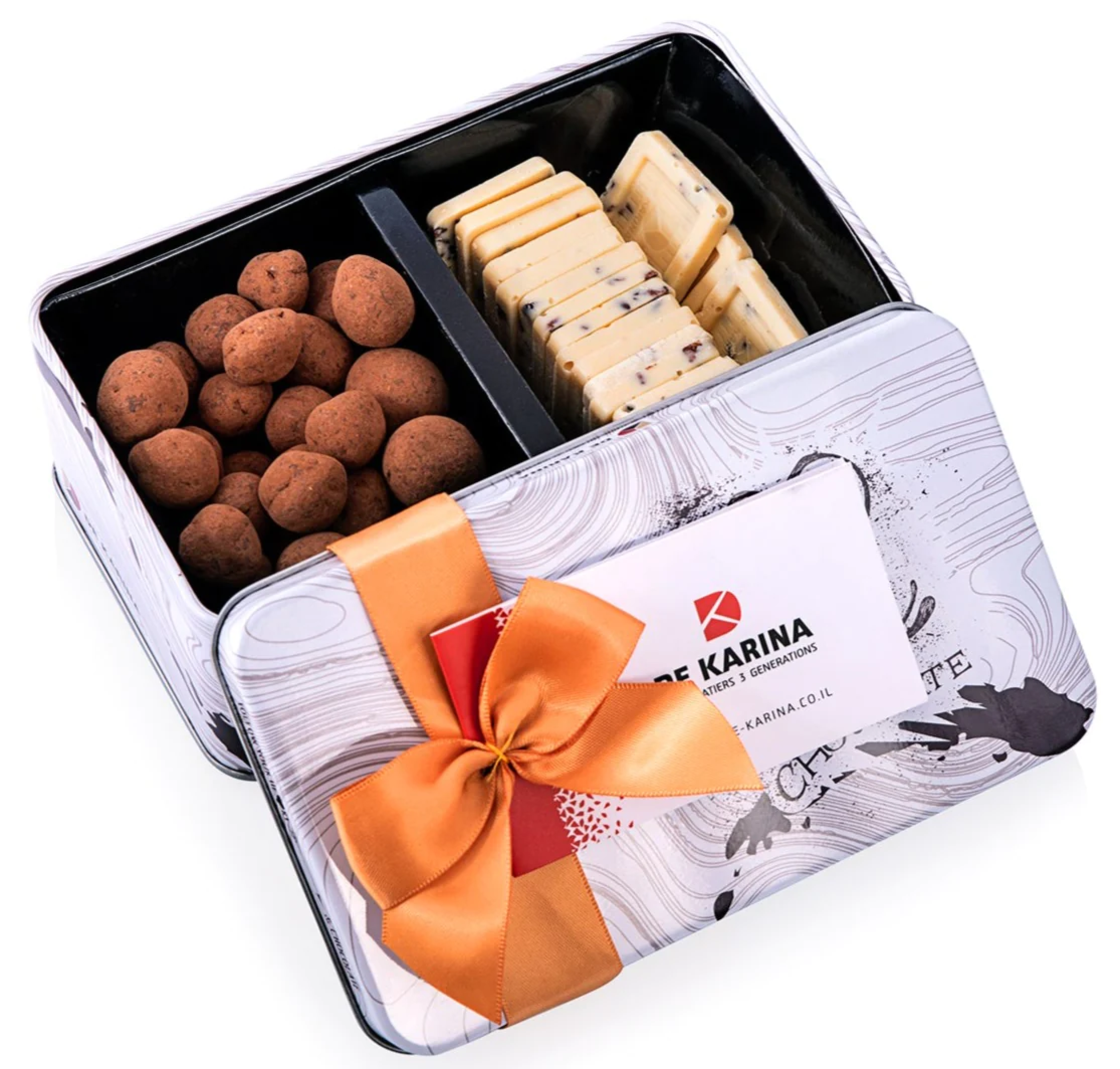 דה קרינה - מארז דואט לבן משלב 2 סוגי שוקולדים משובחים | חלבי | בד״ץ