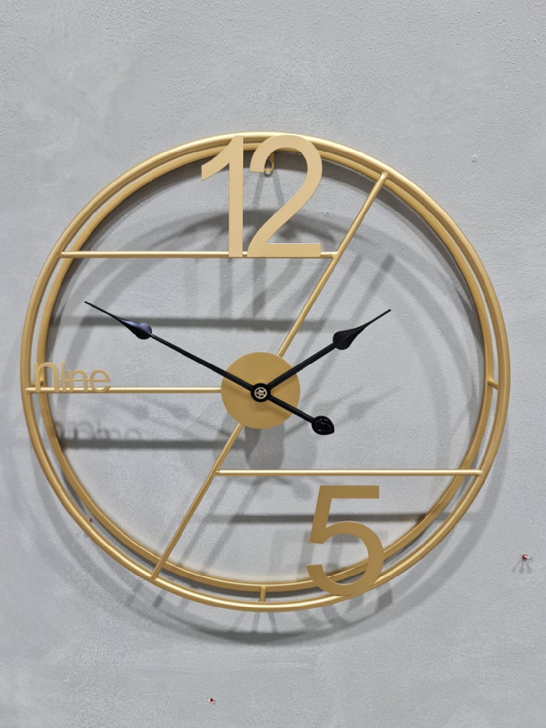 שעון - עגול זהב מספרים 12-5 - קוטר 60