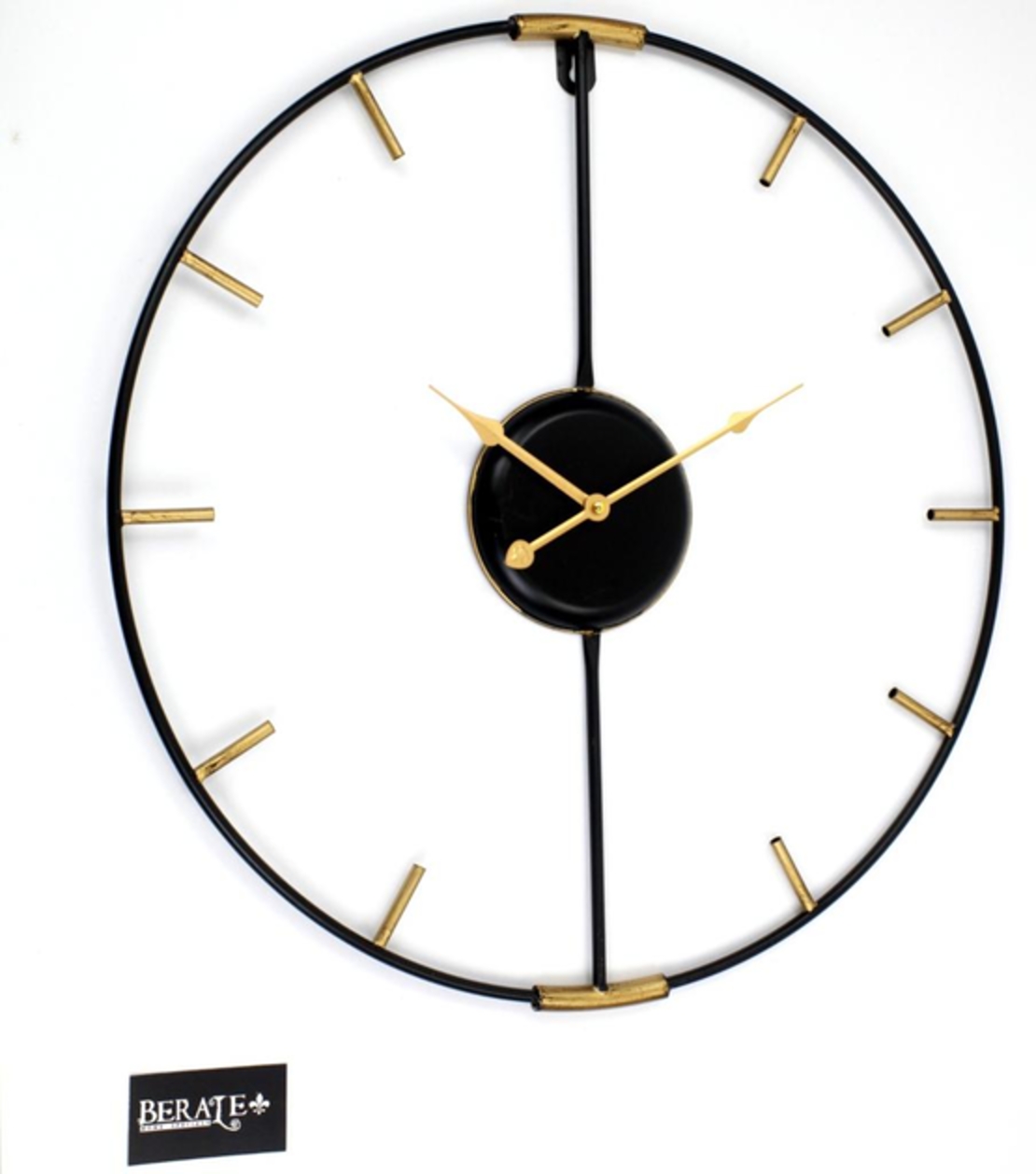 שעון עגול- שחור זהב קוטר 60 1608