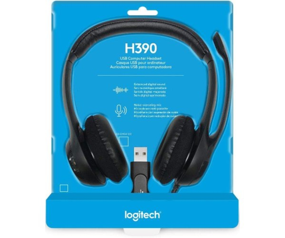 אוזניות ומיקרופון Logitech H390 USB Headphones Black