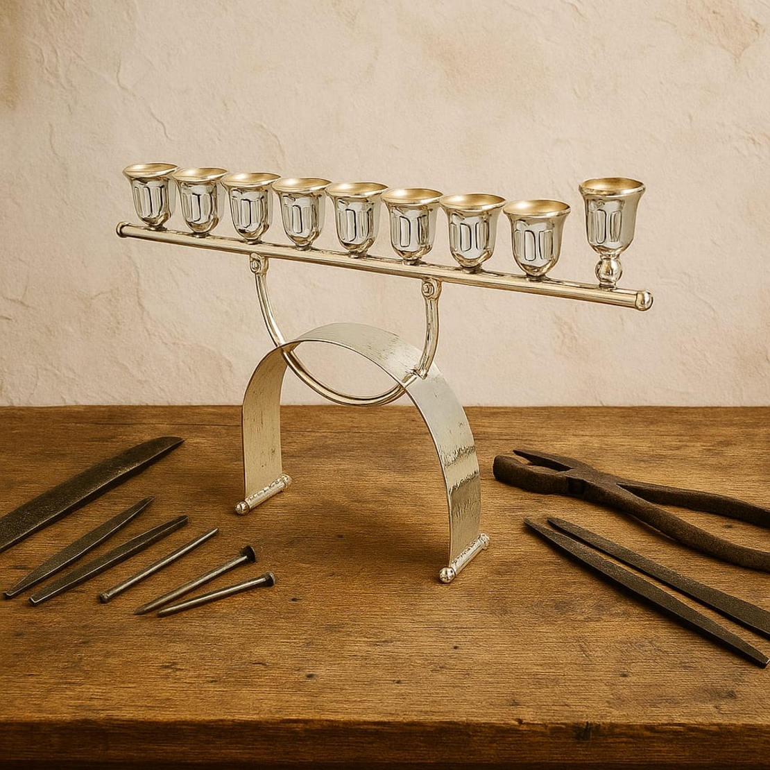 חנוכיה פנינה כסף טהור