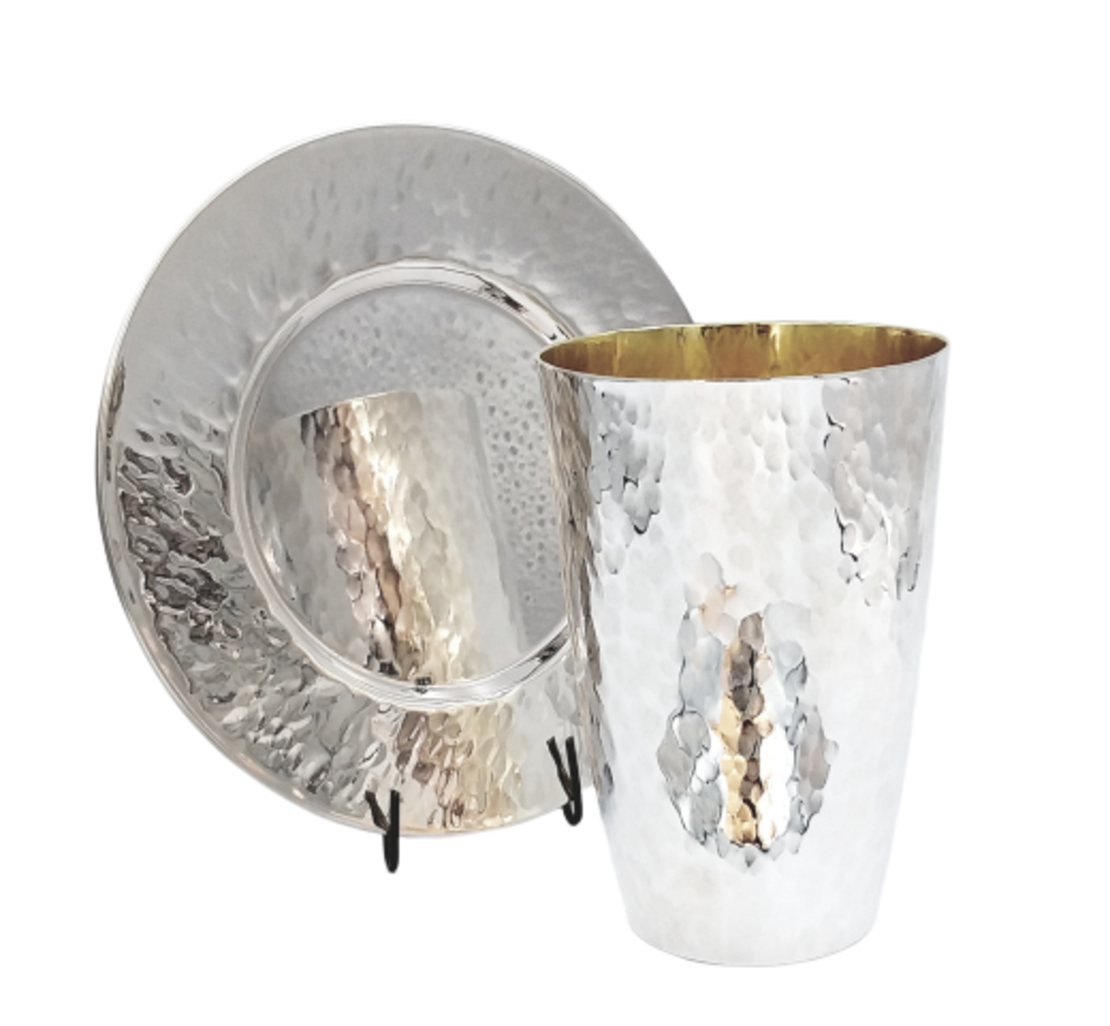 Kiddush set barrel hammer pure silver