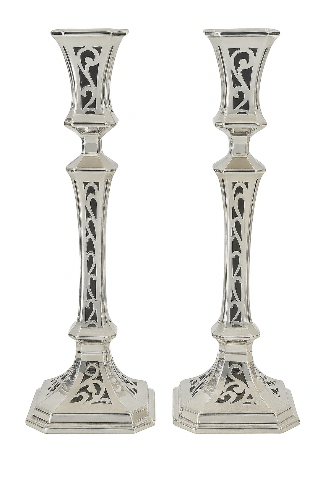 Paris L candlesticks sawn pure silver