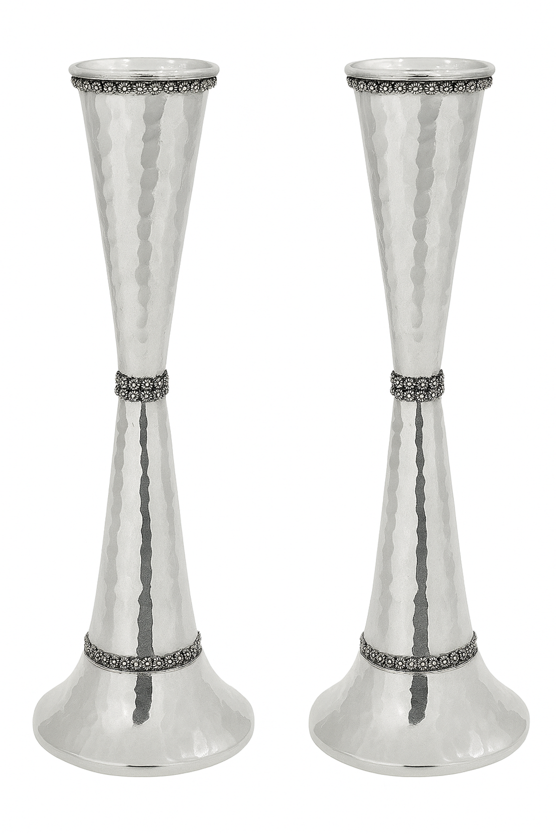 pure silver Gil hammer candlesticks 2 sizes