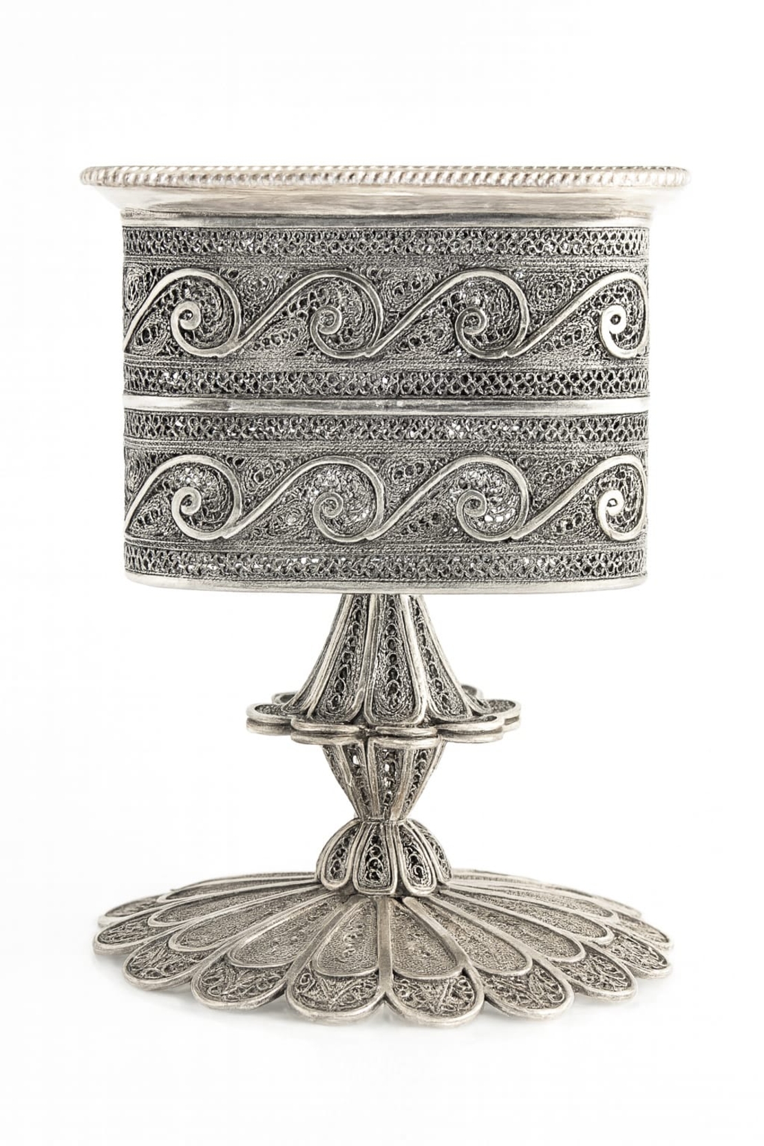 Havdala pure silver filigree candle stand