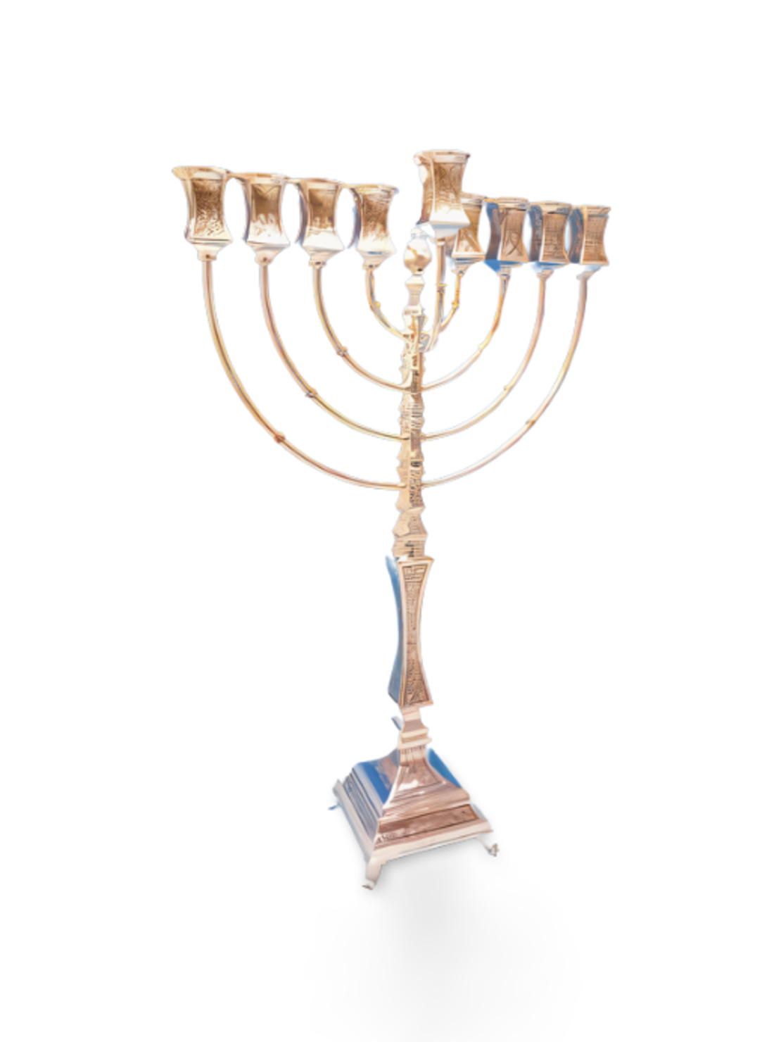 Decorated Shintes menorah pure silver