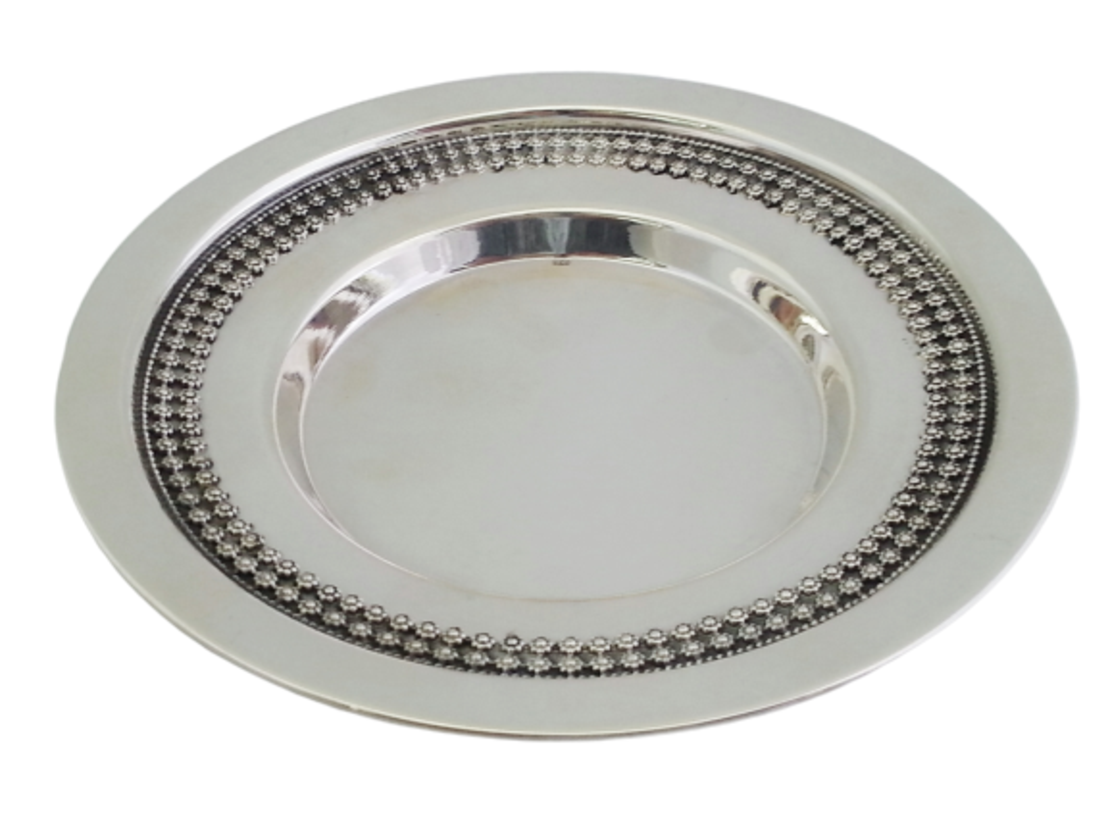 צלחת לגביע קידוש שושנים כסף טהור