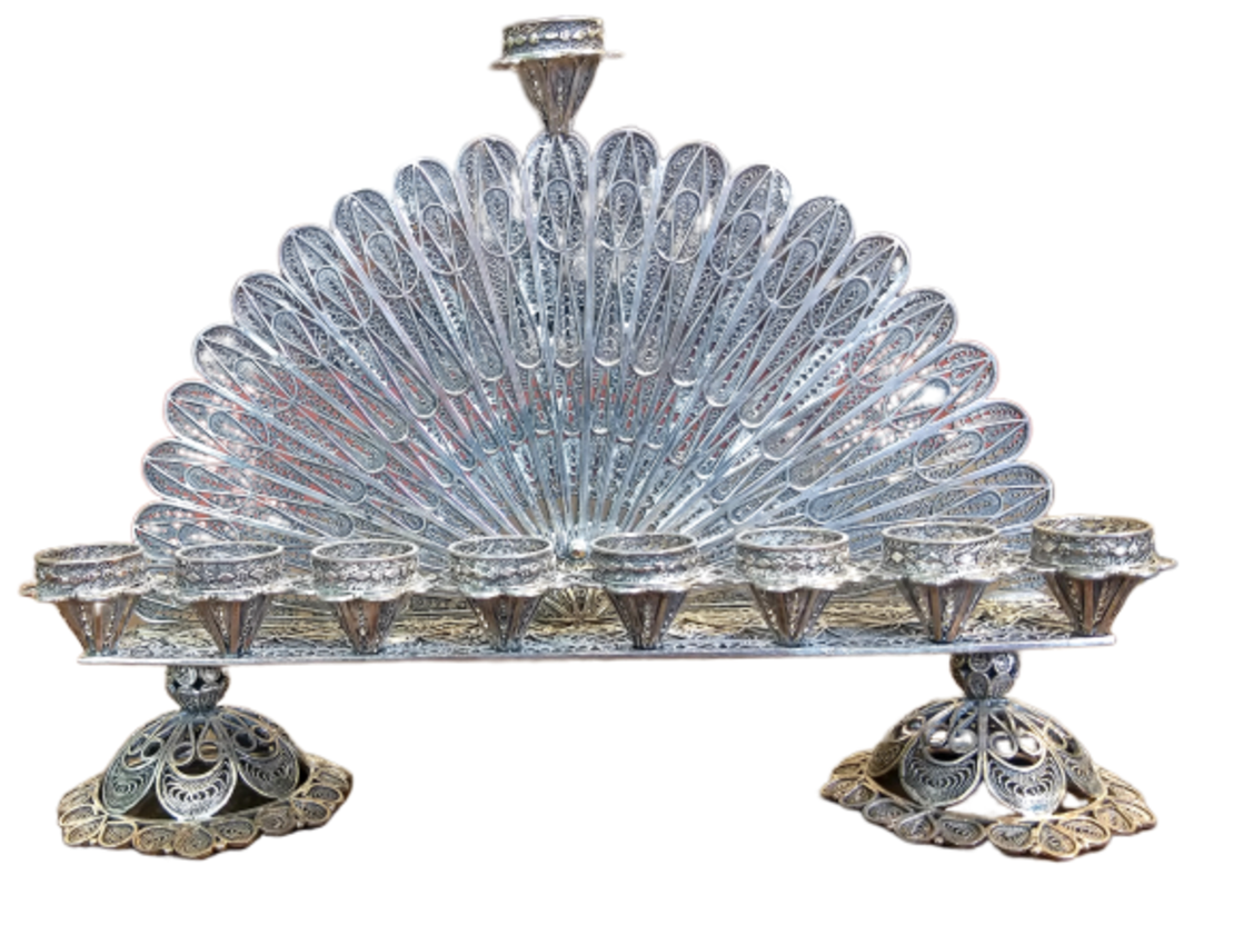 Back L pure silver menorah