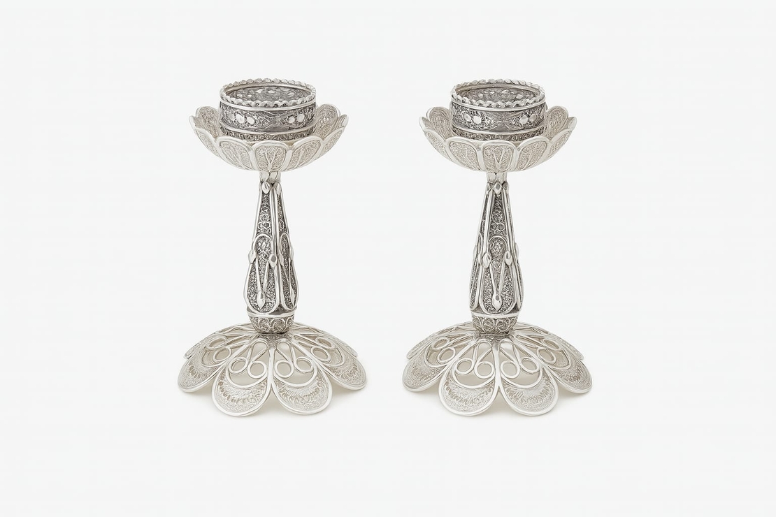 pure silver stand flower candlesticks