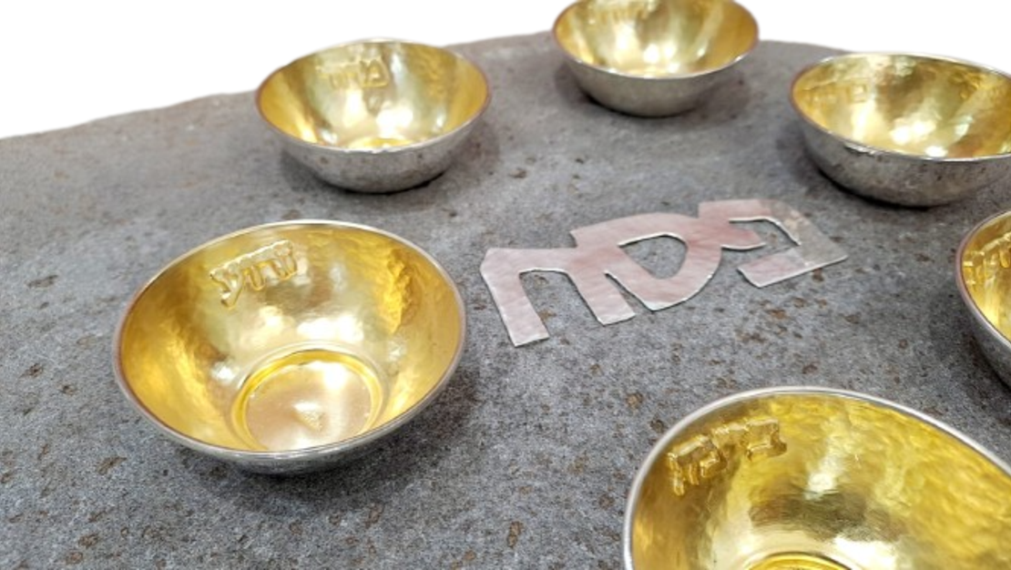 Basalt pure silver Passover bowl